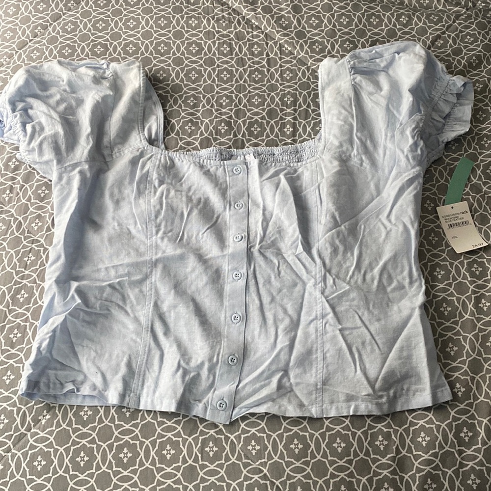 Nordstrom Rack Blue Feather Crop Top